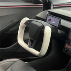Miroken Model 3 Highland & Model Y Juniper Yoke Plaid Steering Wheel 【White Leather】