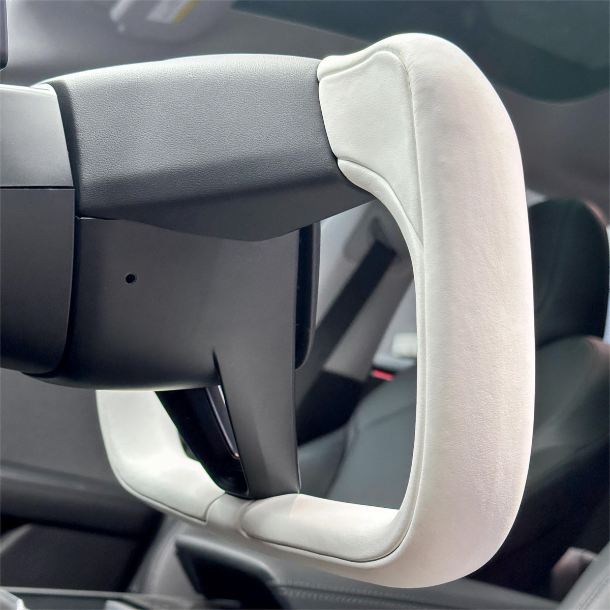 Miroken Model 3 Highland & Model Y Juniper Yoke Plaid Steering Wheel 【White Leather】