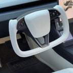 Miroken Model 3 Highland & Model Y Juniper Yoke Plaid Steering Wheel 【White Leather】