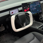 Miroken Model 3 Highland & Model Y Juniper Yoke Plaid Steering Wheel 【White Leather】
