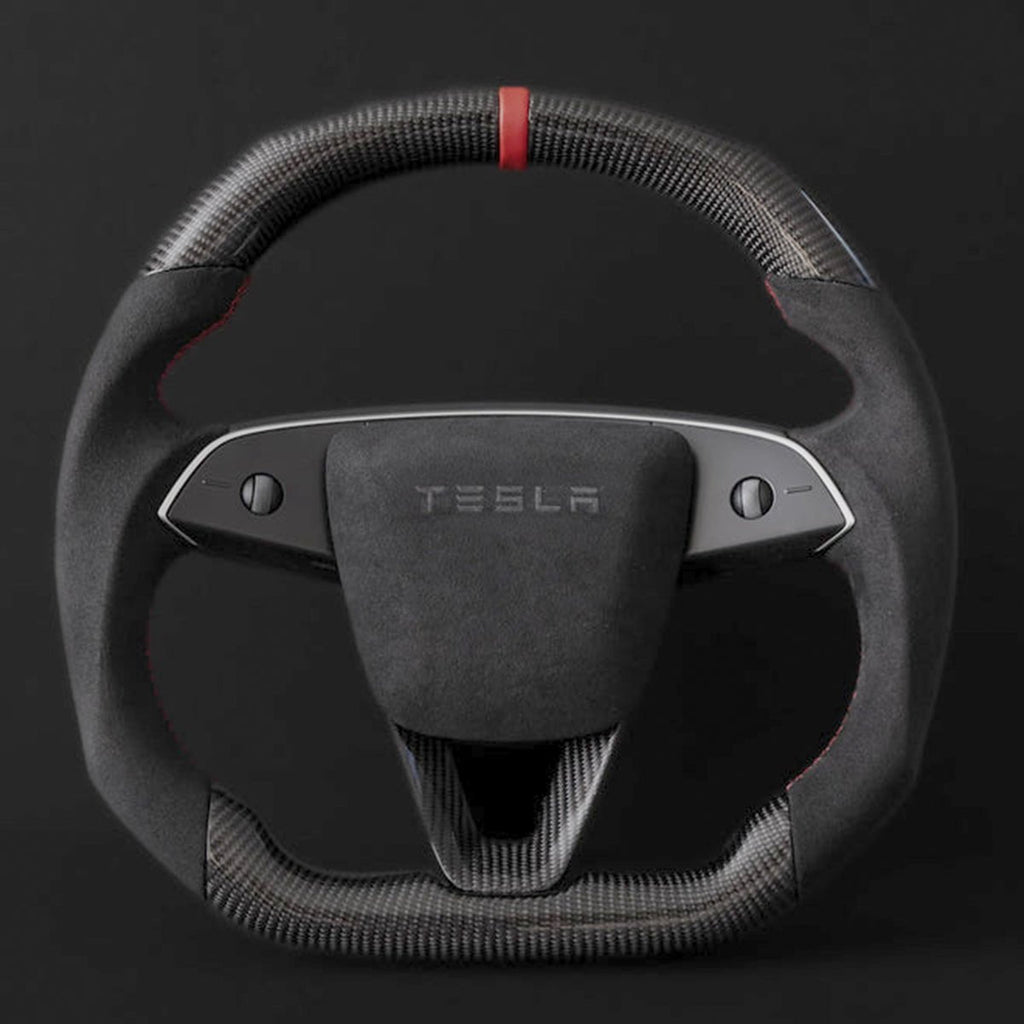 Miroken Alcantara Carbon Fiber Steering Wheel for Model 3 Highland / Model Y Juniper