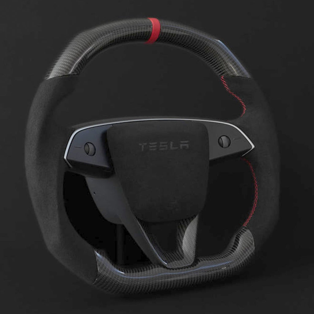 Miroken Alcantara Carbon Fiber Steering Wheel for Model 3 Highland / Model Y Juniper