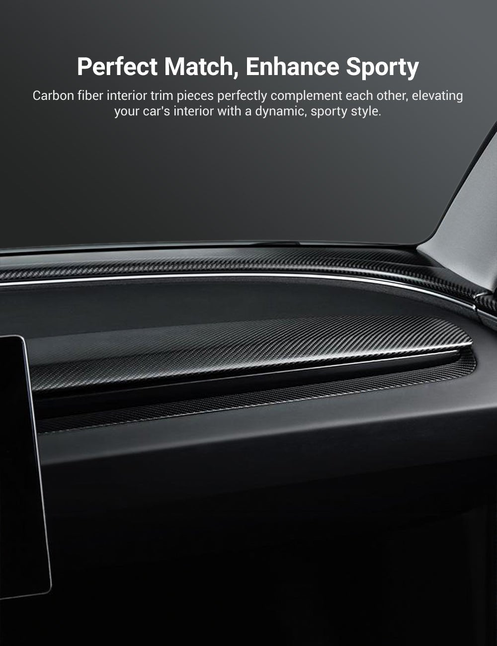 Miroken Real Dry Carbon Fiber Dashboard Cover Overlay for Model 3 Highland / Model Y Juniper