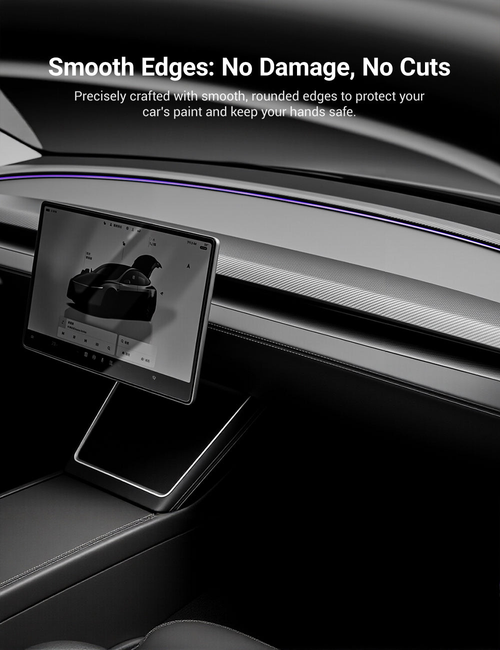 Miroken Real Dry Carbon Fiber Dashboard Cover Overlay for Model 3 Highland / Model Y Juniper
