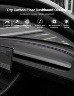 Miroken Real Dry Carbon Fiber Dashboard Cover Overlay for Model 3 Highland / Model Y Juniper