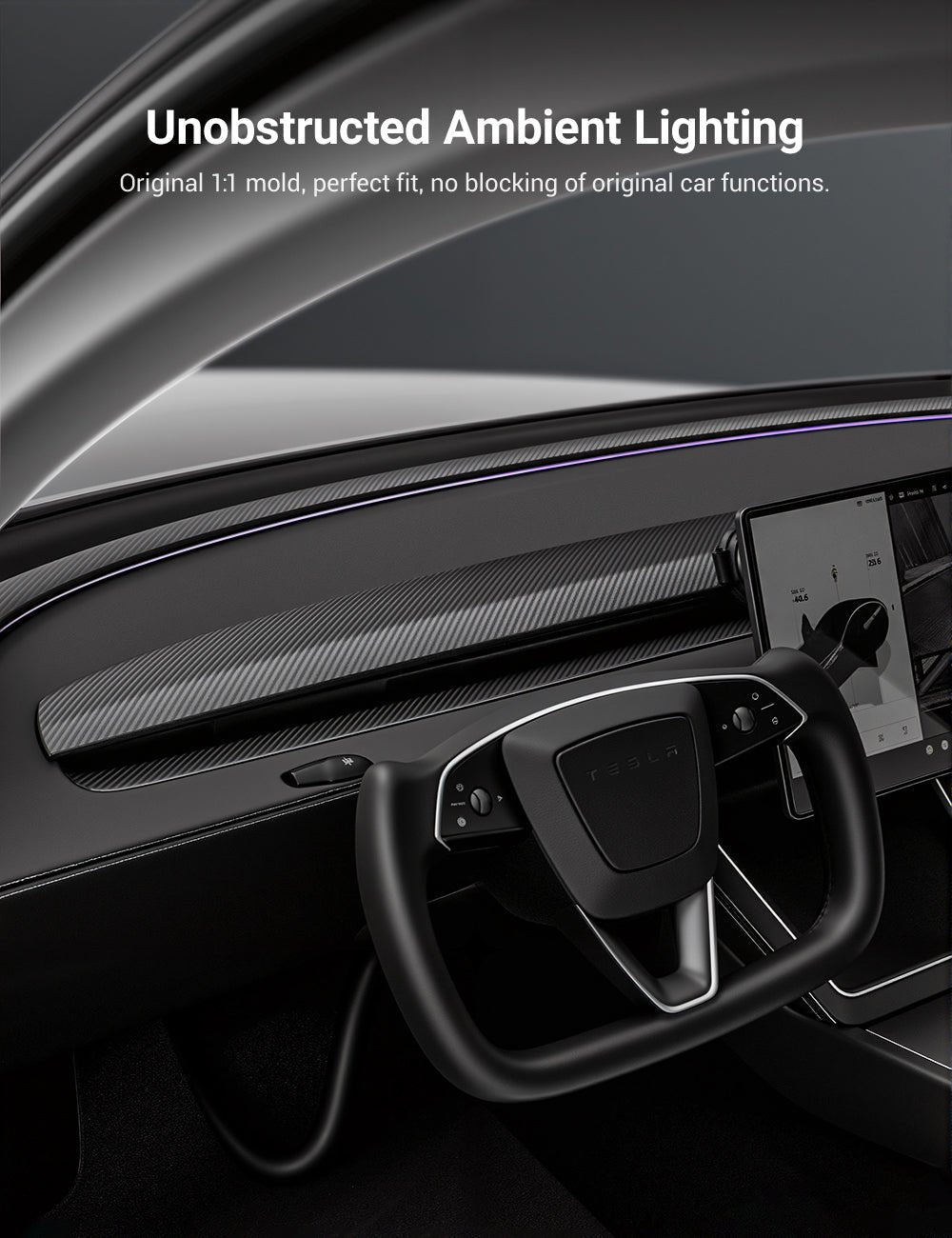 Miroken Real Dry Carbon Fiber Dashboard Cover Overlay for Model 3 Highland / Model Y Juniper