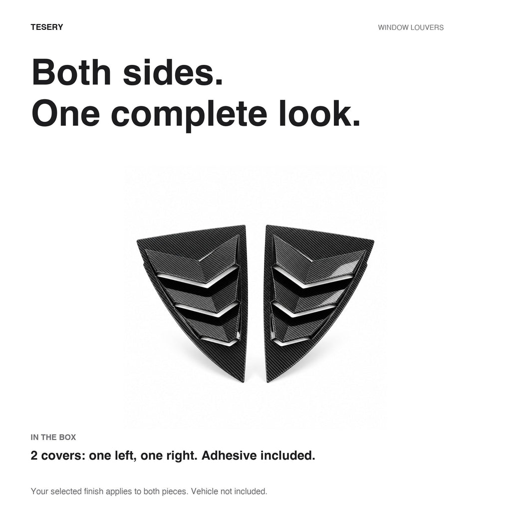 Miroken Rear Side Window Louvers Cover for Model Y | 3 Finishes | 2-Pack