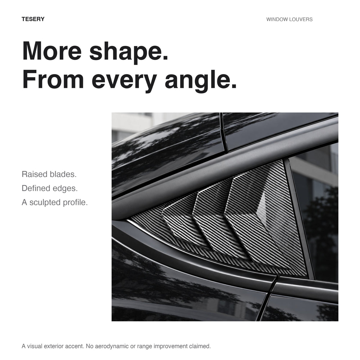 Miroken Rear Side Window Louvers Cover for Model Y | 3 Finishes | 2-Pack