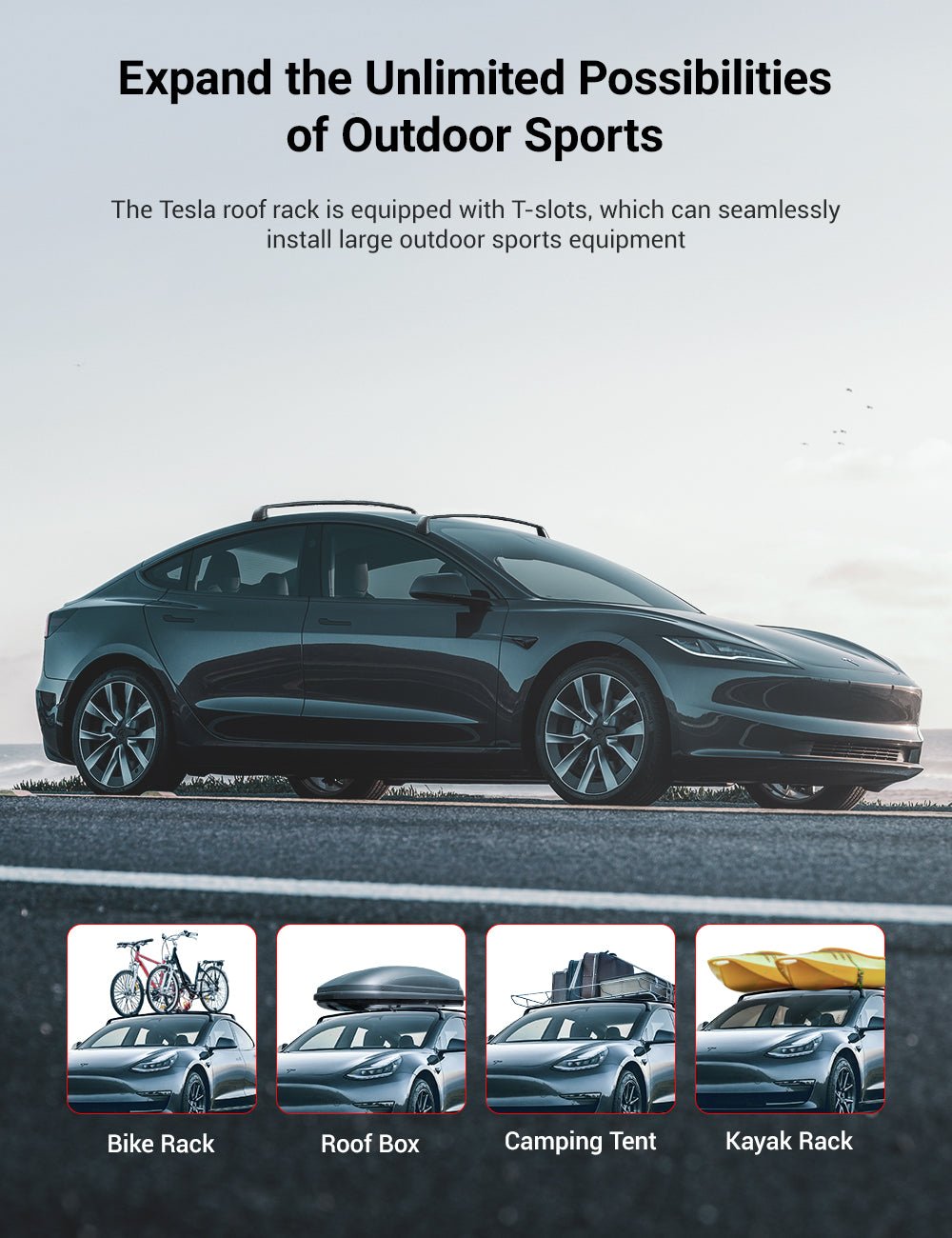 Miroken Roof Rack for Tesla Model 3 Highland / Model Y (Set of 2)
