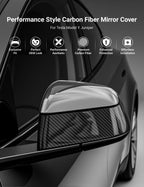 Miroken Side Mirror Cover for Model Y Juniper (OEM Style) - Dry Carbon Fiber Exterior Mods