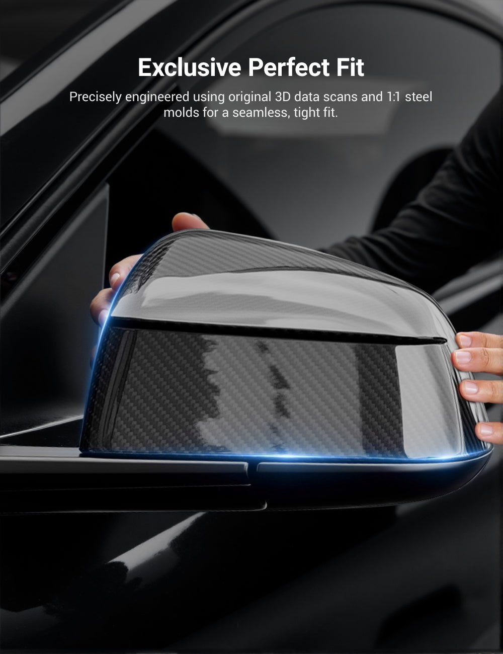 Miroken Side Mirror Cover for Model Y Juniper (OEM Style) - Dry Carbon Fiber Exterior Mods