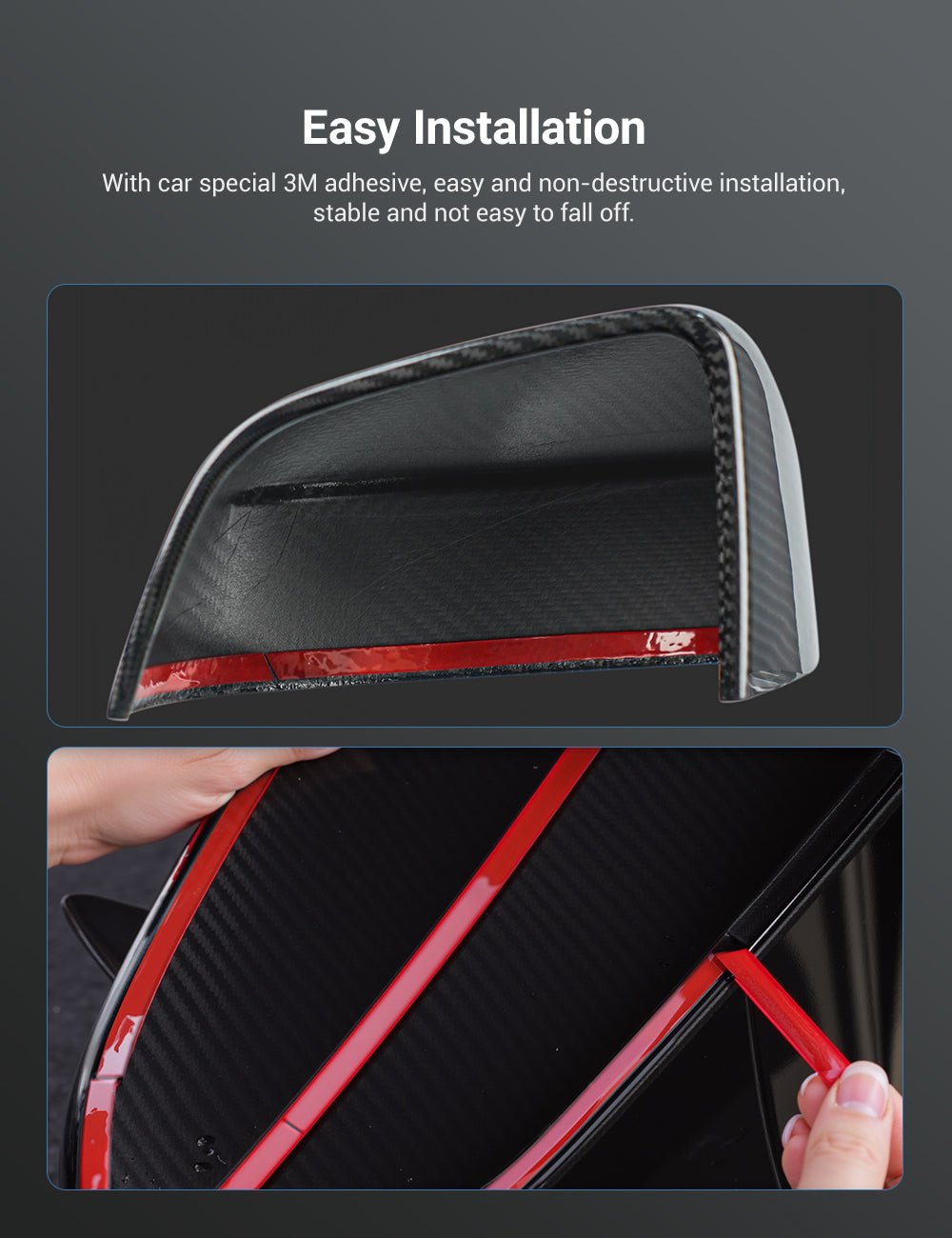 Miroken Side Mirror Cover for Model Y Juniper (OEM Style) - Dry Carbon Fiber Exterior Mods