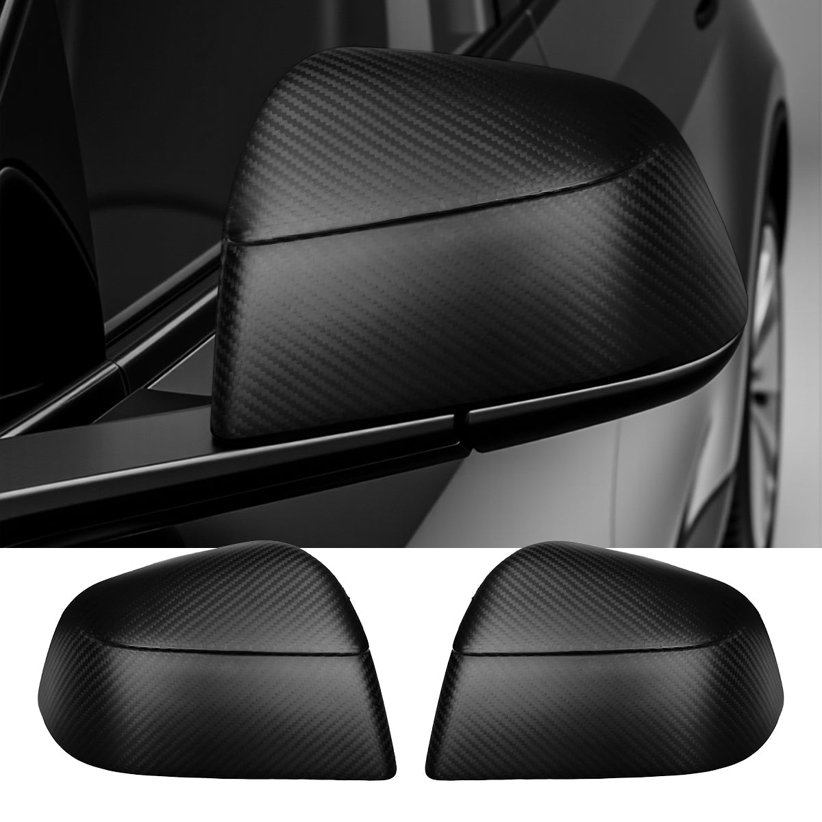 Miroken Side Mirror Cover for Model Y Juniper (OEM Style) - Dry Carbon Fiber Exterior Mods