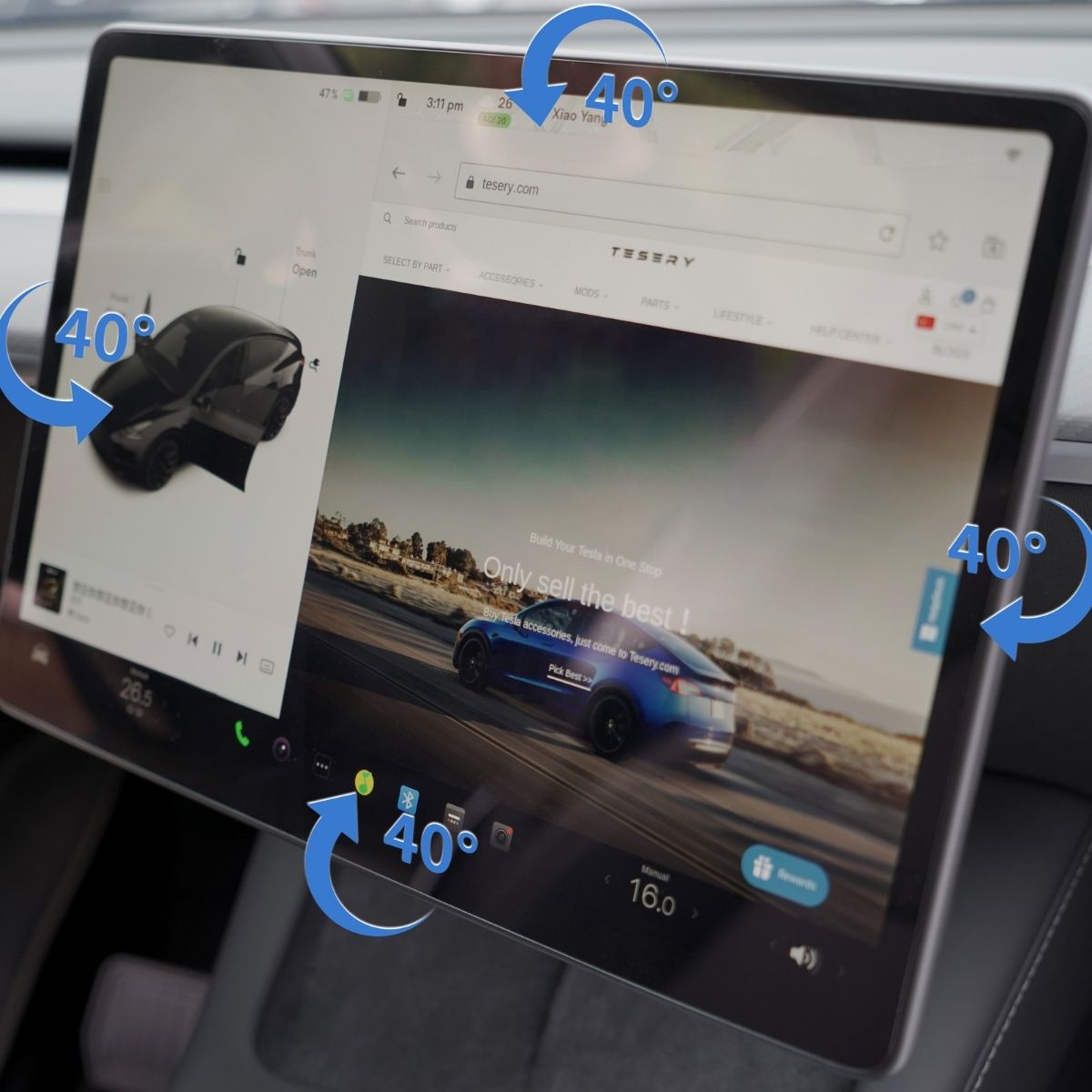 4 Way Adjustable Swivel Screen Mounting Kit For Model Y Juniper / Model 3 Highland - Upgrade Version | Miroken