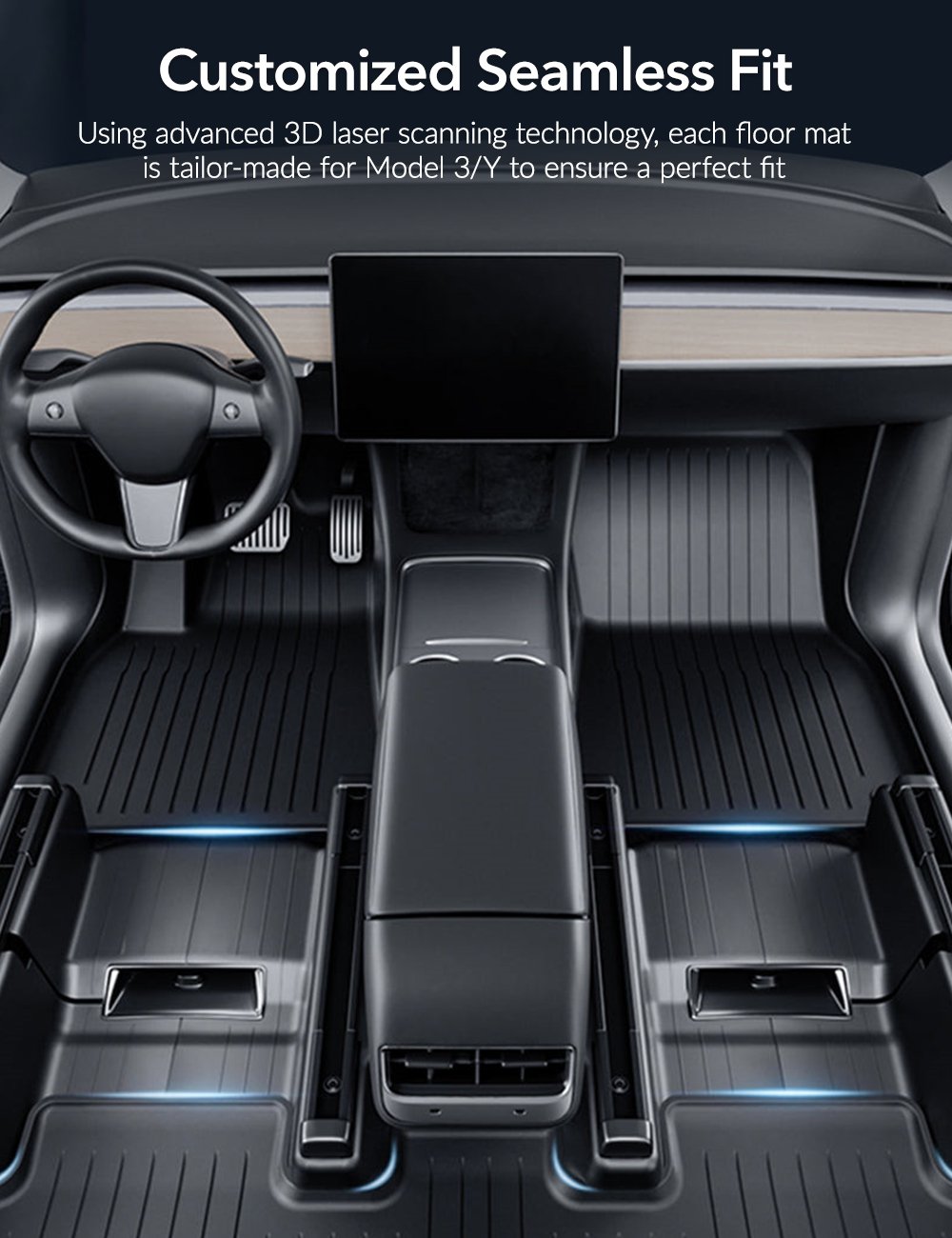Miroken TPE All Weather Floor Mats for Tesla Model Y & Model 3
