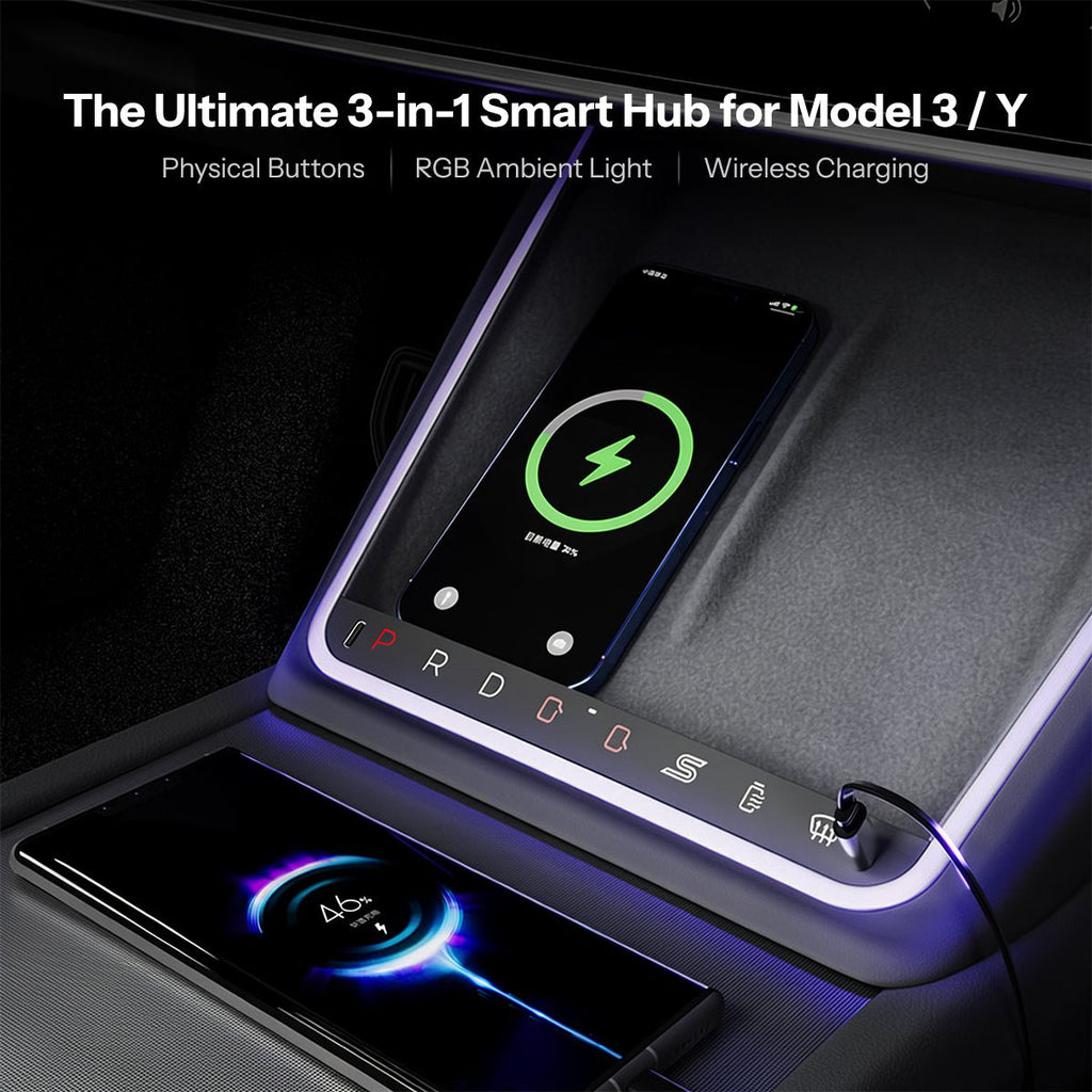 Miroken Wireless Charging Smart Button with Ambient Light for Model 3 Highland / Y Juniper