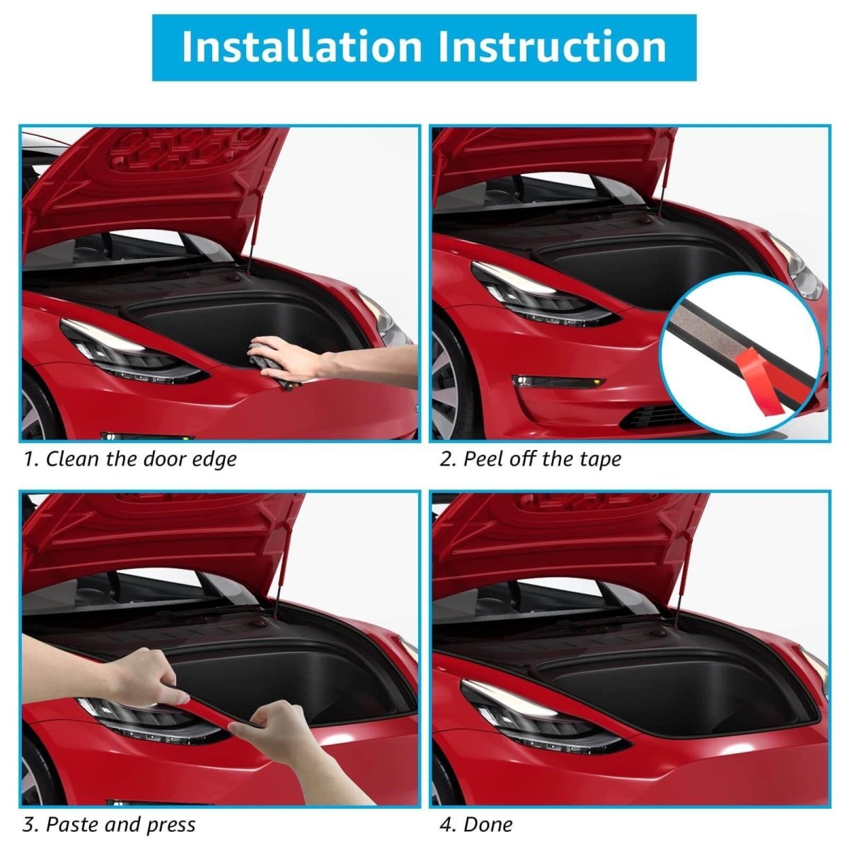 Tesla Model 3/Y Door Seal Kit Soundproof Rubber Weatherstrip (2017+)