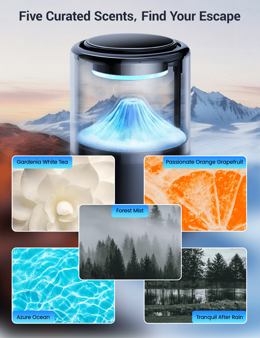 Tesla Model Y/3/S/X Cloud Mist Car Diffuser With Ambient Lighting