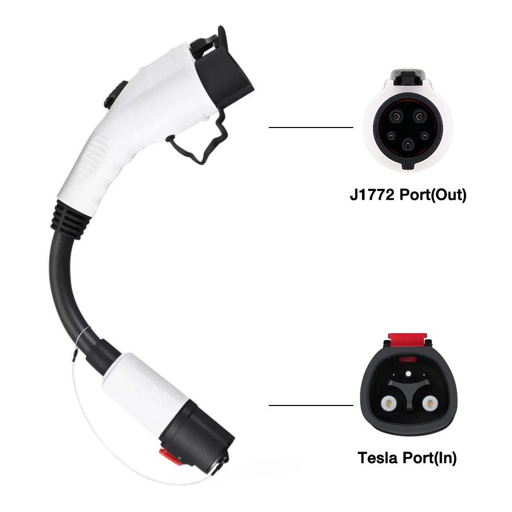 Tesla to J1772 Adapter Charger 60Amp / 250V AC Max, For All Tesla Model S/X/3/Y , For Level 1 - Level 2 Charging, IP44 Weatherproof