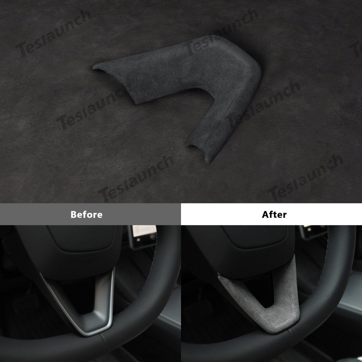 Alcantara Steering Wheel U-shaped Cover for Tesla Model Y Juniper 2025+
