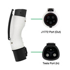 To J1772 Adapter Charger for Tesla All Model S/X/3/Y, 40Amp / 250V AC Max, For Level 1 - Level 2 Charging, IP44 Weatherproof