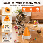 MirokenMiaSpin 360 Magnetic Rotating Cat Teaser Toy for Indoor Cats - USB-C Hands-Free Play to Beat Boredom