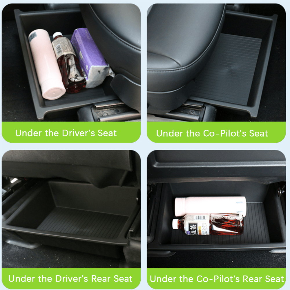 TPE+ABS Double Layer Hidden Underseat Storage Box for Tesla Model X 2023+