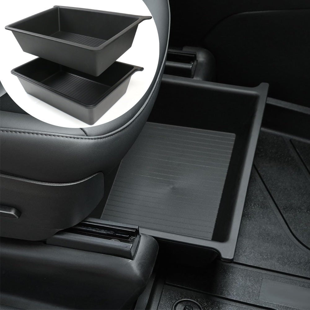TPE+ABS Double Layer Hidden Underseat Storage Box for Tesla Model X 2023+
