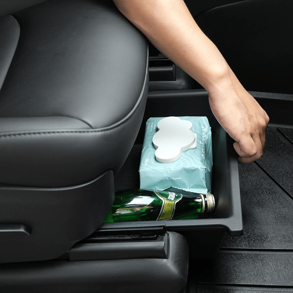 TPE+ABS Double Layer Hidden Underseat Storage Box for Tesla Model X 2023+