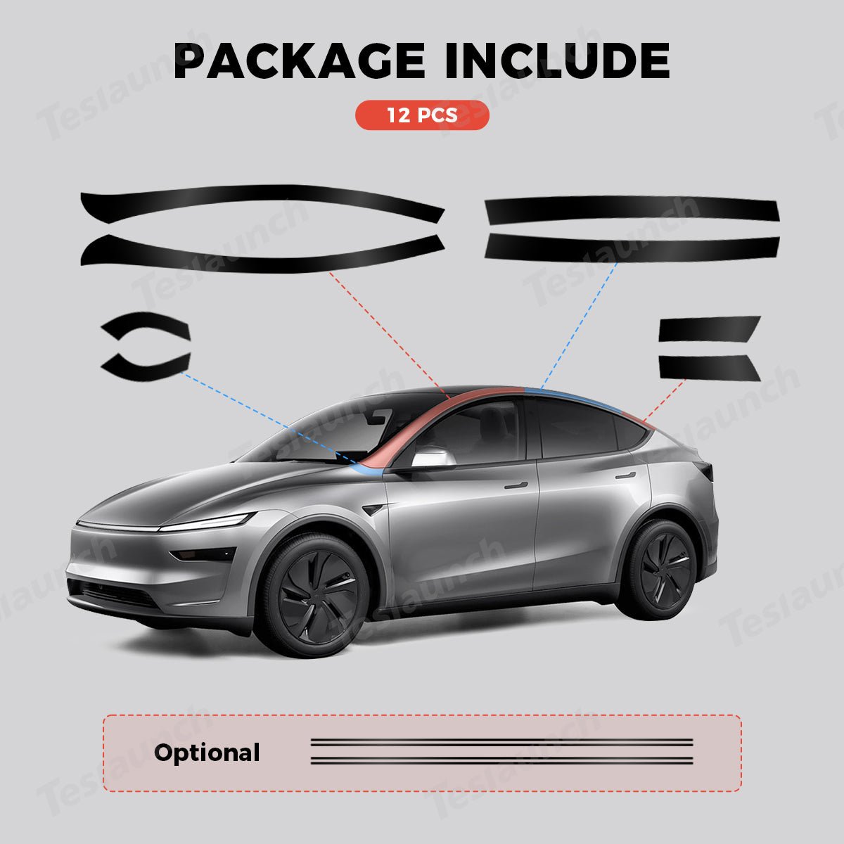 TPU Roof Pillar Delete Wrap for Tesla Model Y Juniper 2025+