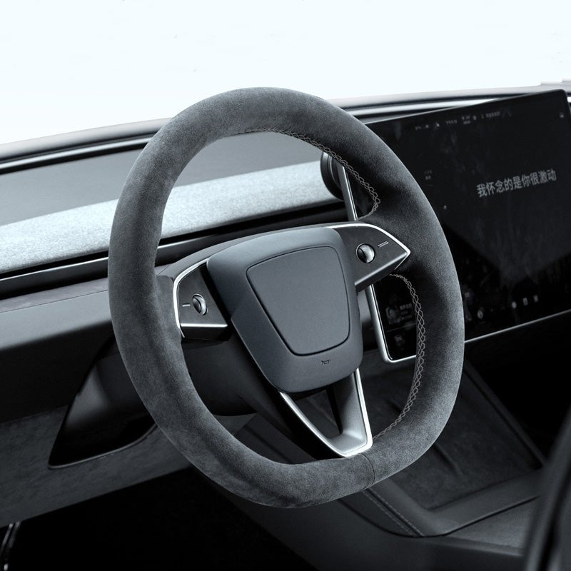 Miroken Alcantara Steering Wheel Cover for Model Y Juniper / Model 3 Highland / Model YL