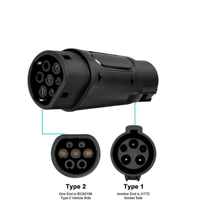 Type 1 to Type 2 EV Charging Adapter