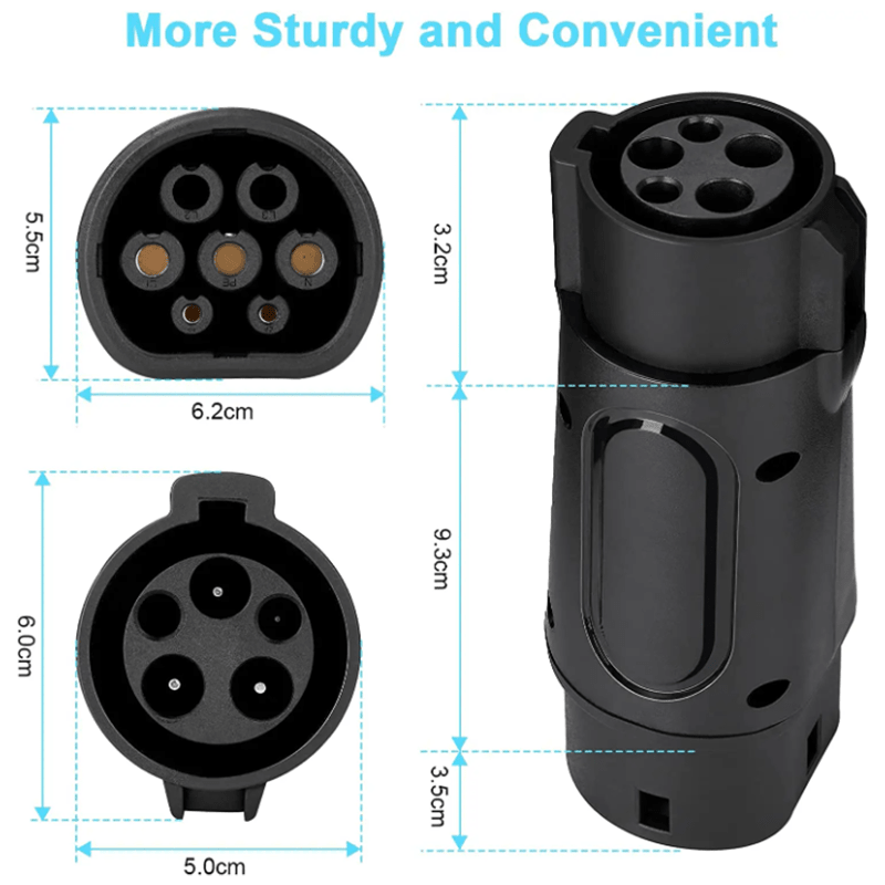 Type 1 to Type 2 EV Charging Adapter