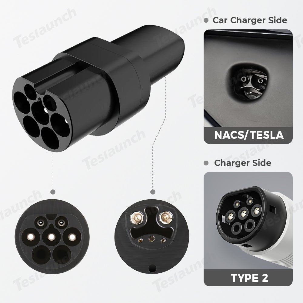 Type 2 to Tesla/NACS  EV Charge Adapter (AC Only)