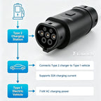 Type 2 to Type 1 EV Charging Adapter