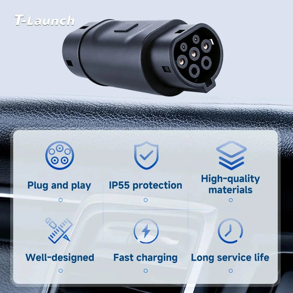 Type 2 to Type 1 EV Charging Adapter