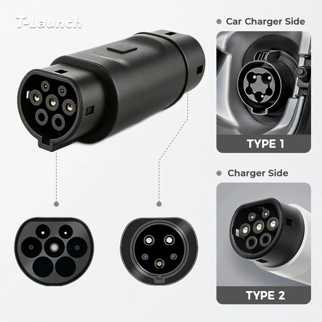 Type 2 to Type 1 EV Charging Adapter