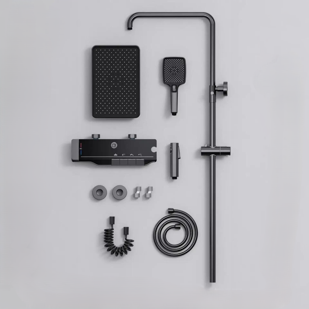 Full Copper Digital Display Piano Key Shower Set