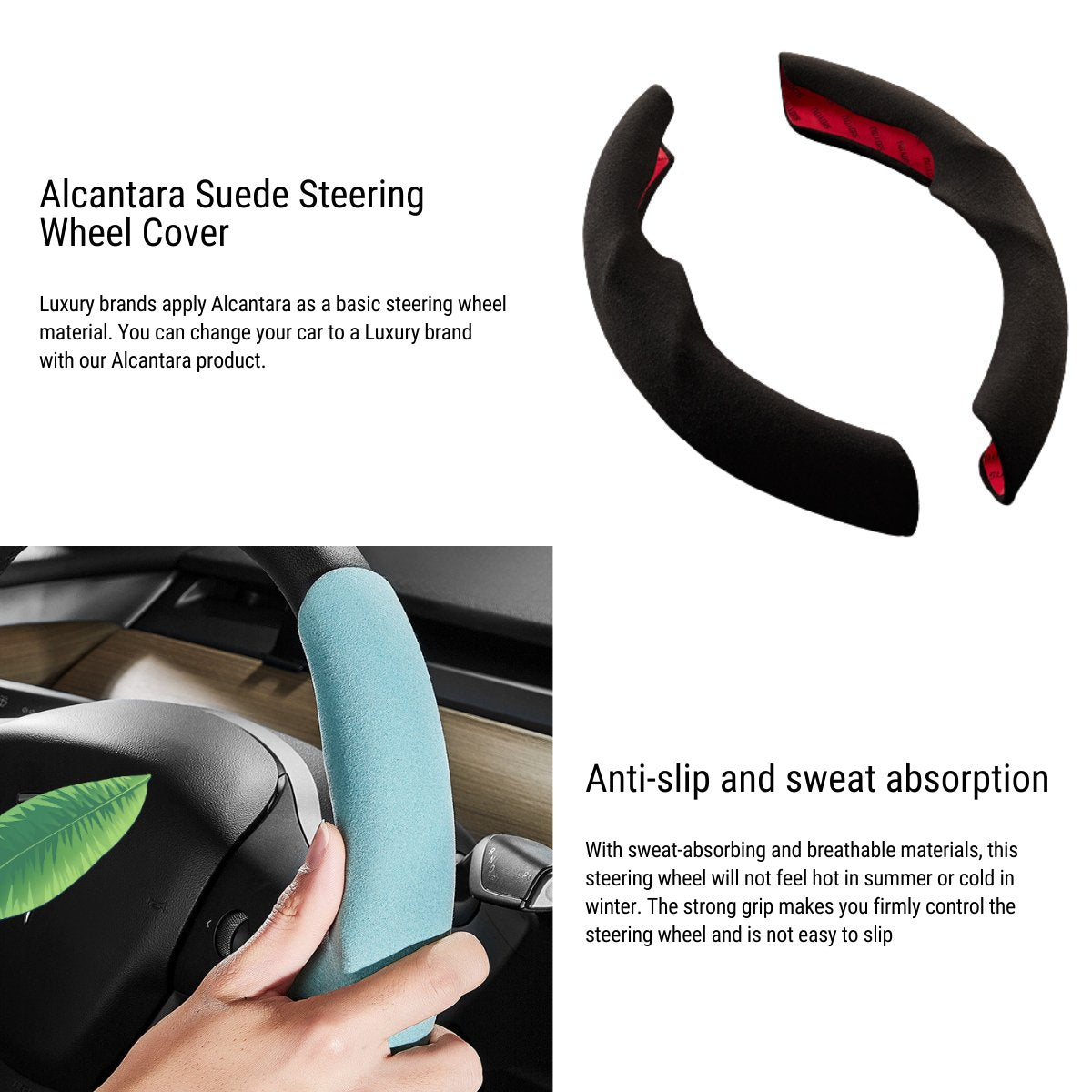 Ultra-thin Alcantara Steering Wheel Cover for Model 3 / Y | Miroken
