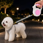 MirokenRechargeable Light-Up Retractable Dog Leash for Night Walks - Helps Small Dogs Stay Visible & Easy to Control