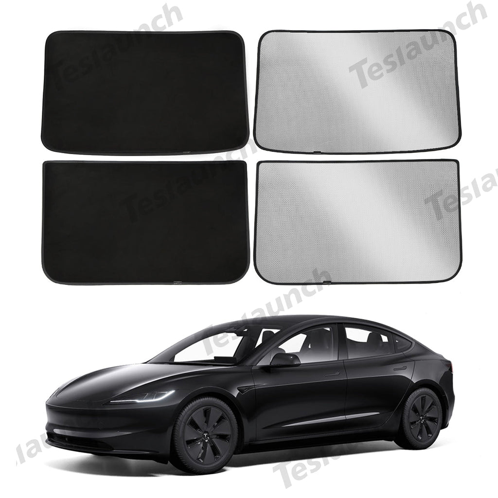 Upgrade Built-In Reflective Ice Crystal + Suede Sunroof Sunshade for Tesla 2024+ Model 3 Highland