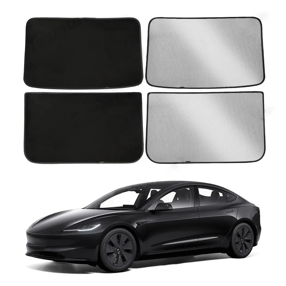 Upgrade Built-In Reflective Ice Crystal + Suede Sunroof Sunshade for Tesla 2024+ Model 3 Highland