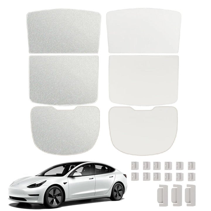 Upgrade Built-In Reflective Sunroof and Rear Windshield Sunshade For Model Y / Model 3 - Lightweight Reflective Silver Coated Sun Visor