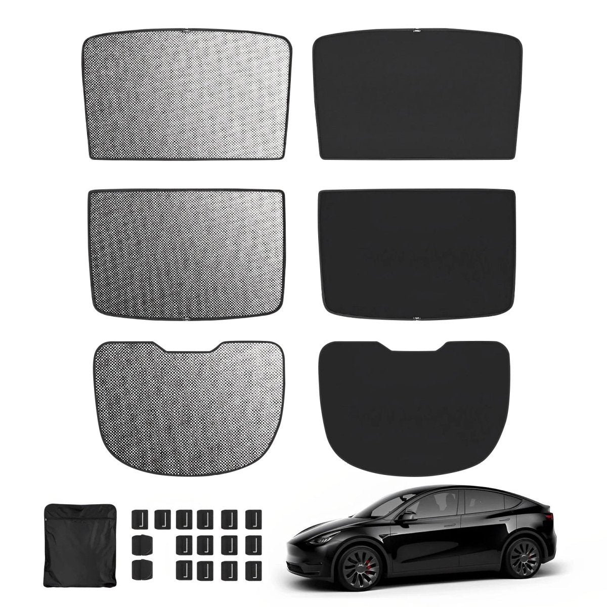 Upgrade Built-In Reflective Sunroof and Rear Windshield Sunshade For Model Y / Model 3 - Lightweight Reflective Silver Coated Sun Visor