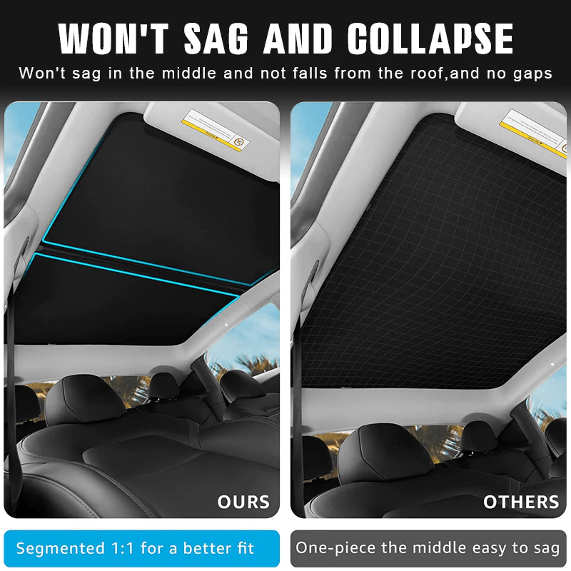 Upgrade Built-in Reflective Sunroof Sunshade for 2021+ Model S- Lightweight Reflective Silver Coated Sun Visor
