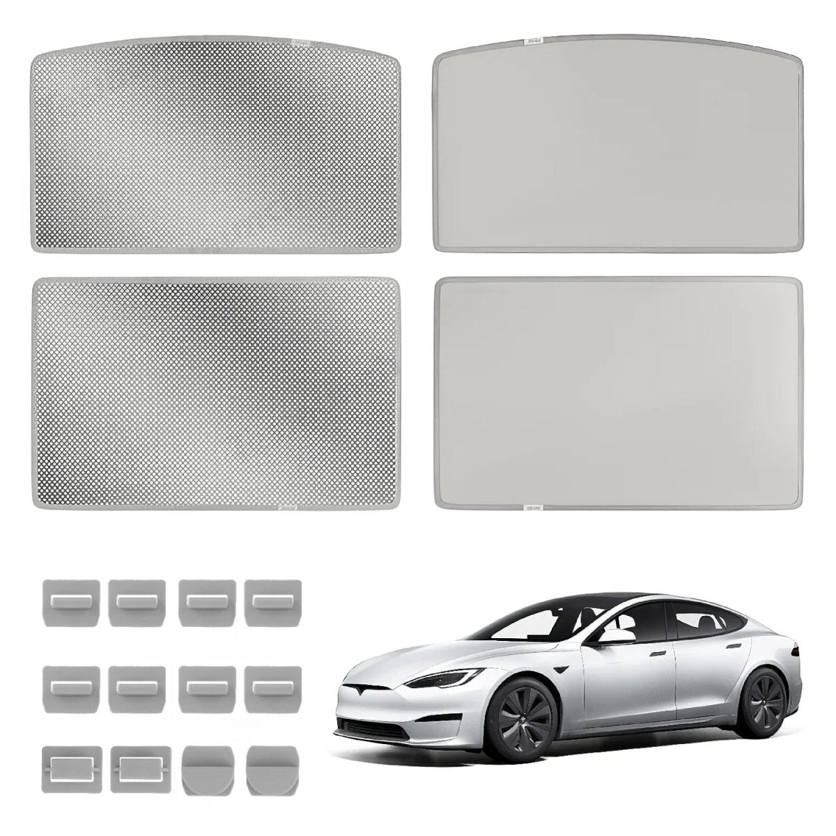 Upgrade Built-in Reflective Sunroof Sunshade for 2021+ Model S- Lightweight Reflective Silver Coated Sun Visor