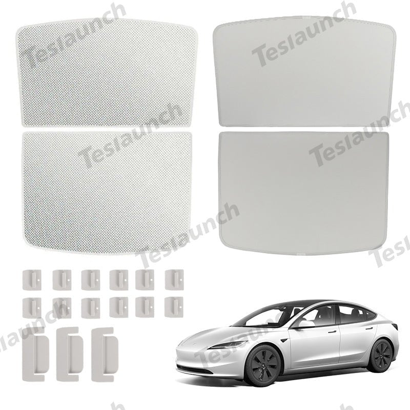Upgrade Built-in Reflective Sunroof Sunshade for 2024+ Model 3 Highland - Lightweight Reflective Silver Coated Sun Visor