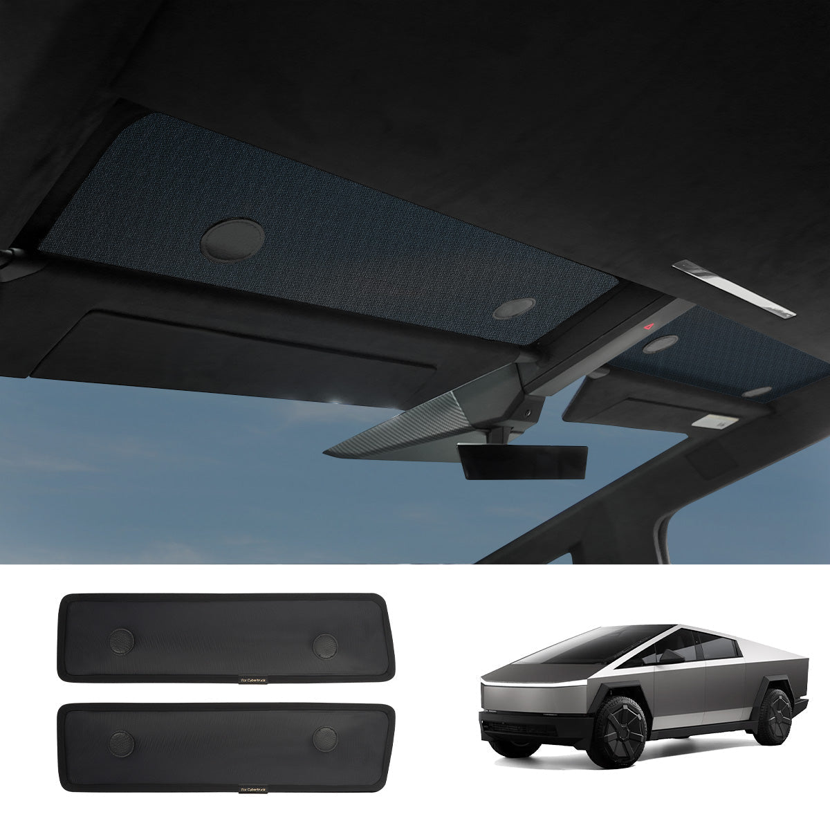 Upper Front Windshield Sunshade Mesh Sun Visor for Cybertruck (2 Pcs)