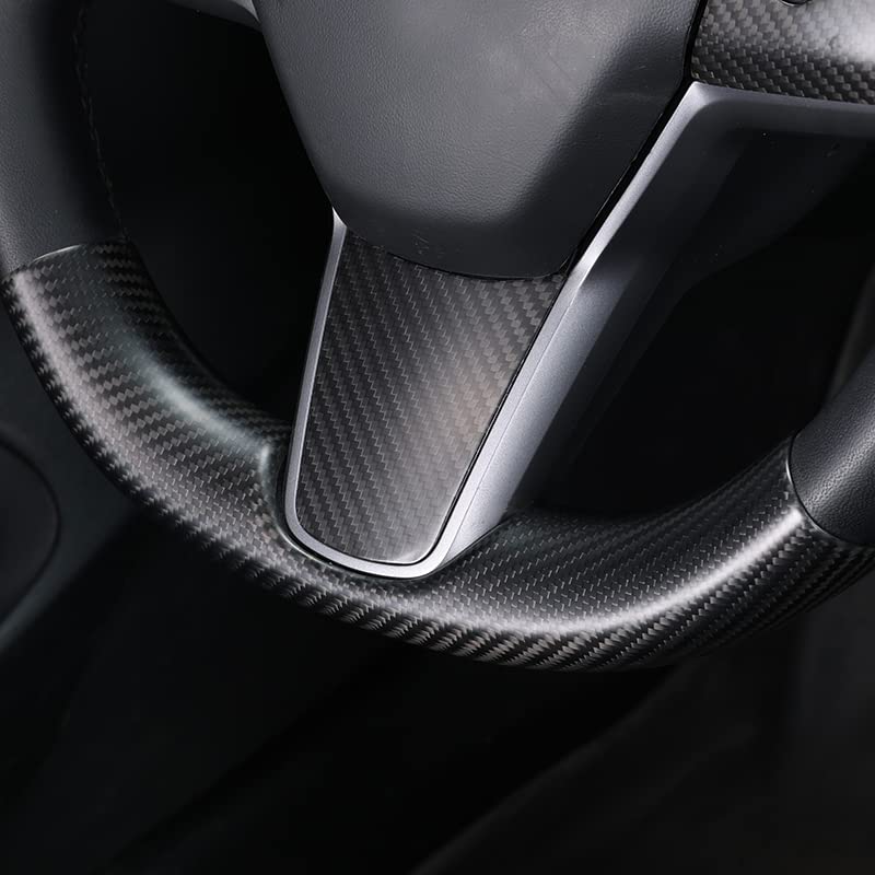Upper / Lower Cover Steering Wheel Accessories for Tesla Model 3 / Y  -  Carbon Fiber Interior Mods