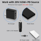 USB-C Male to DC Female Power Cable Adapter for Starlink Mini